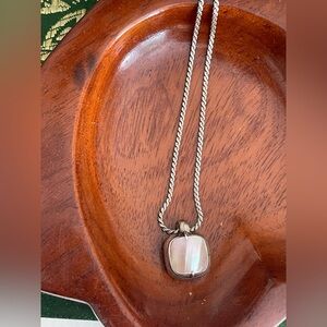 Vintage unusual 70’s 925 serpentine chain &  925 mop pendant 16 inches